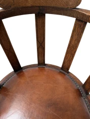 Art Deco Captain"s Chair or Armchair with Leather Seat, 1930s